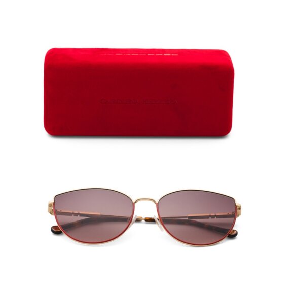 CAROLINA HERRERA Gold/red 59mm Cat Eye Sunglasses